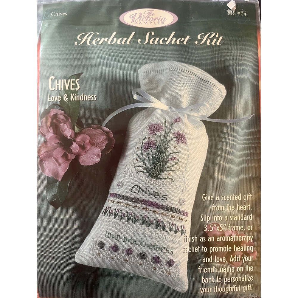 The Victoria Sampler Chives Herbal Sachet Cross Stitch Kit HS 04 Thea Dueck